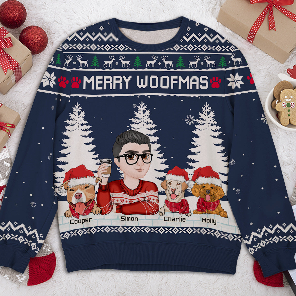 Merry Woofmas To My Mom Dad - Personalized All-Over-Print Sweatshirt