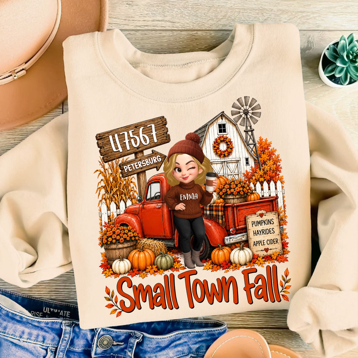 Small Town Fall Pumpkin Hayrides - Personalized Shirt