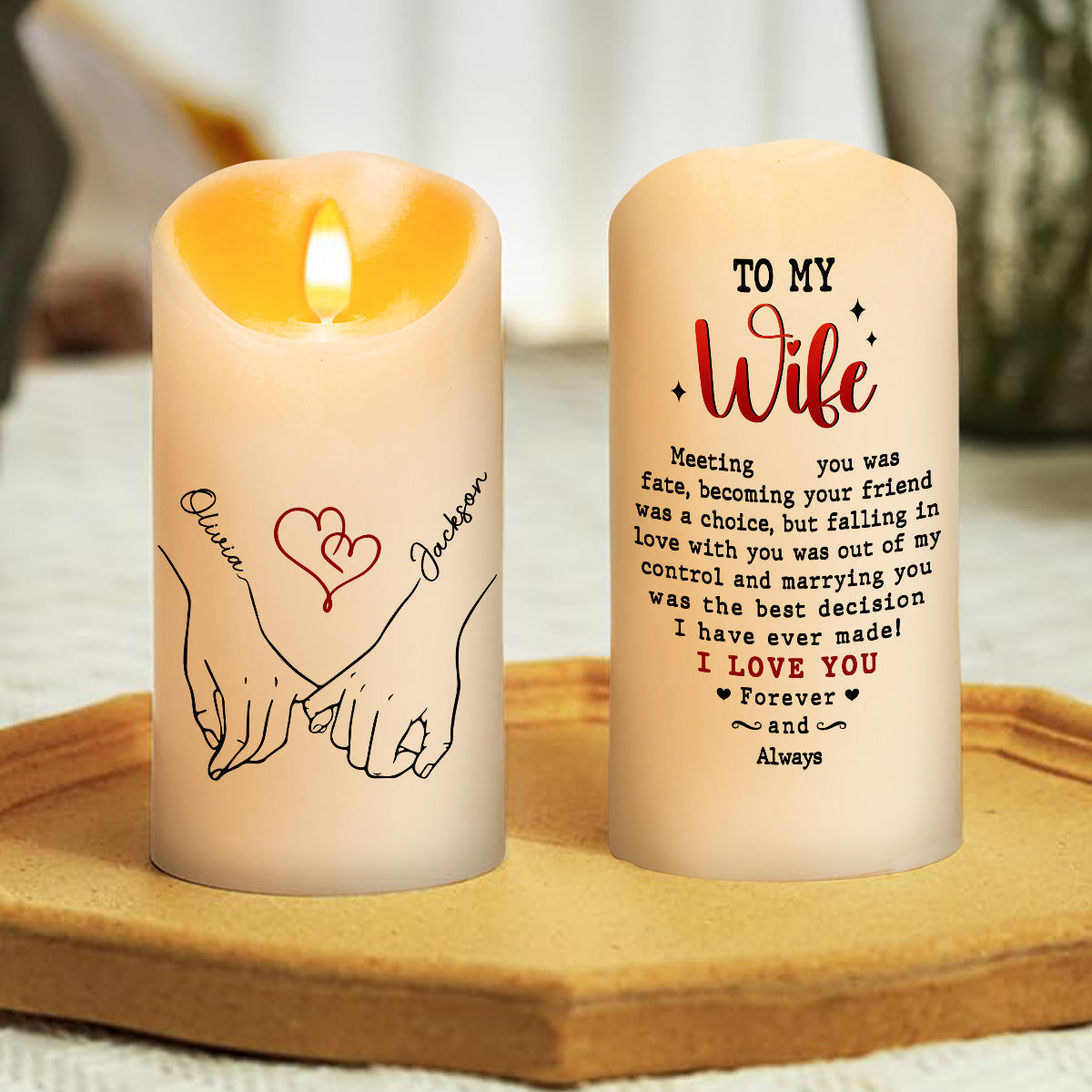 To My Wife I Love You Forever And Always - Personalized LED Candle