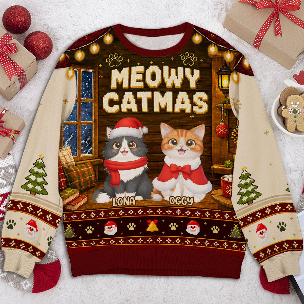 Christmas Meowy - Personalized All-Over-Print Sweatshirt