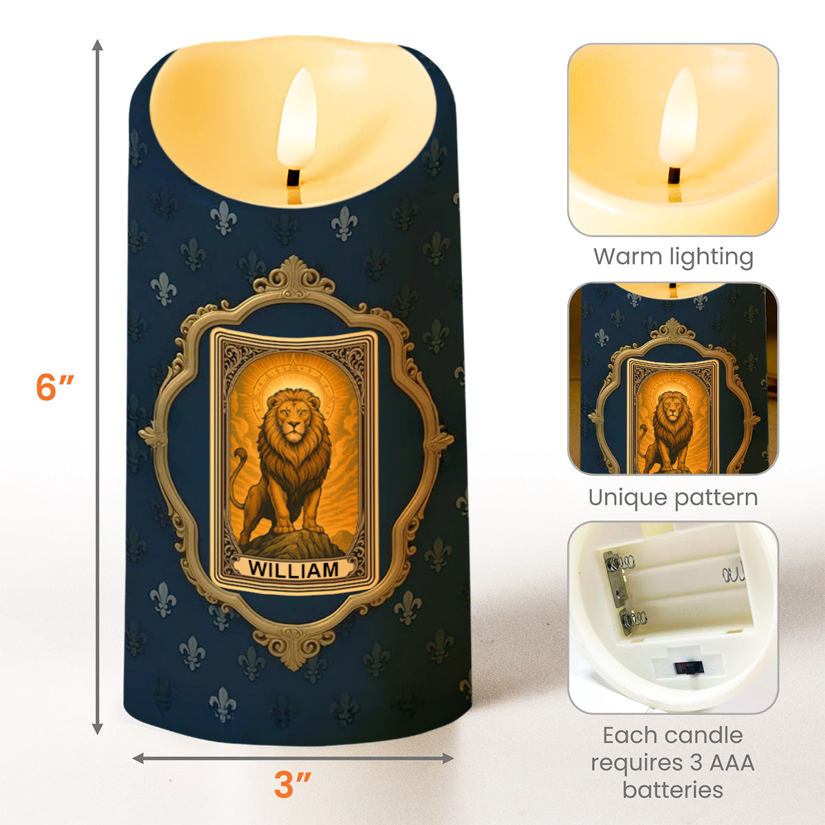 To My Dear Son-In-Law, Lion Frame Design - Personalized Custom LED Candle - SILA006_LECA
