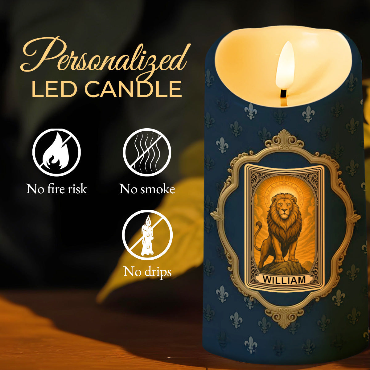 To My Dear Son-In-Law, Lion Frame Design - Personalized Custom LED Candle - SILA006_LECA