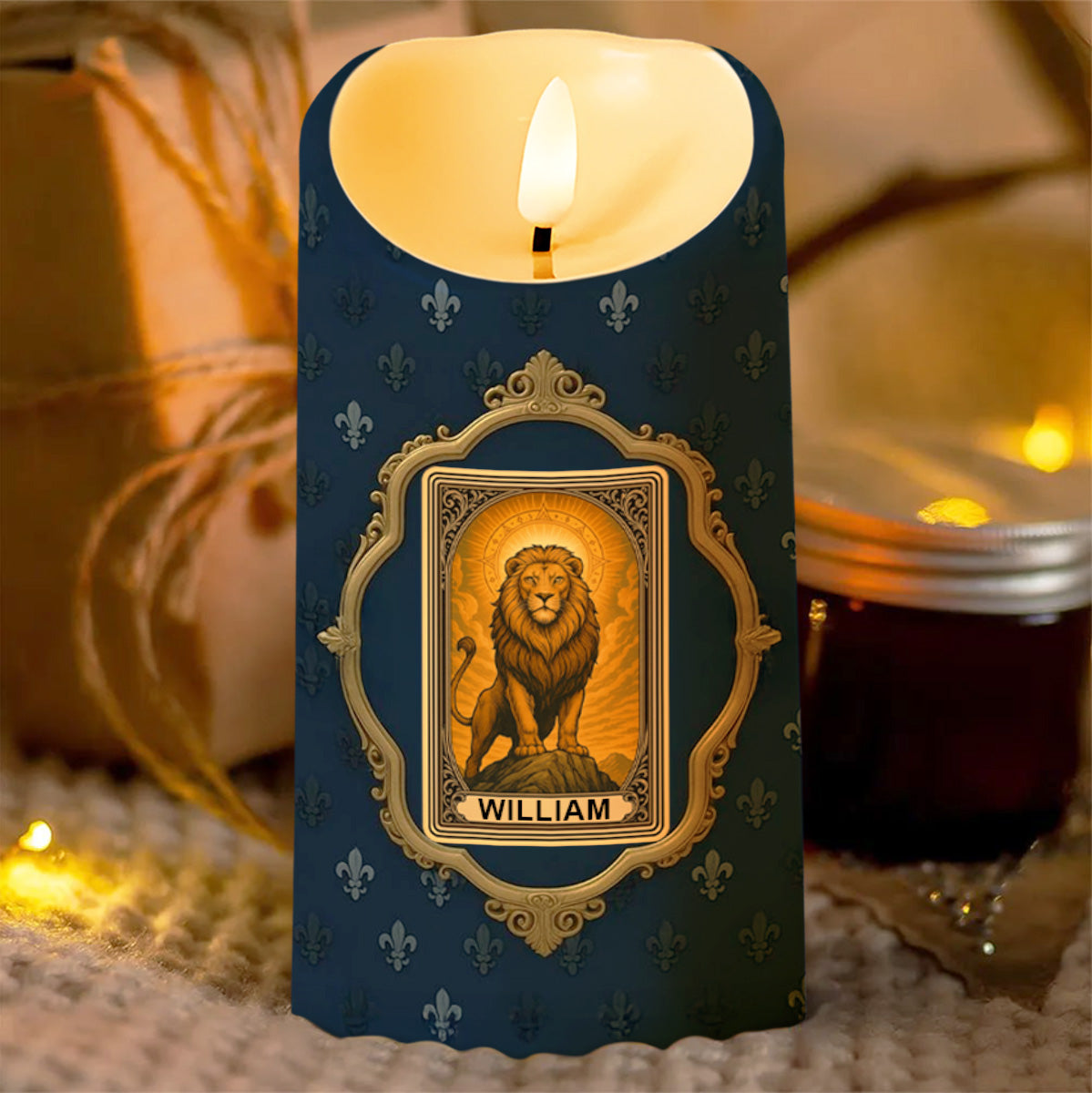 To My Dear Son-In-Law, Lion Frame Design - Personalized Custom LED Candle - SILA006_LECA