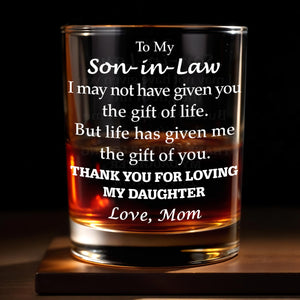 To My Son In Law Gift Of You Message With Typography Design - Personalized Custom Whiskey Glass - SILA016_RWG