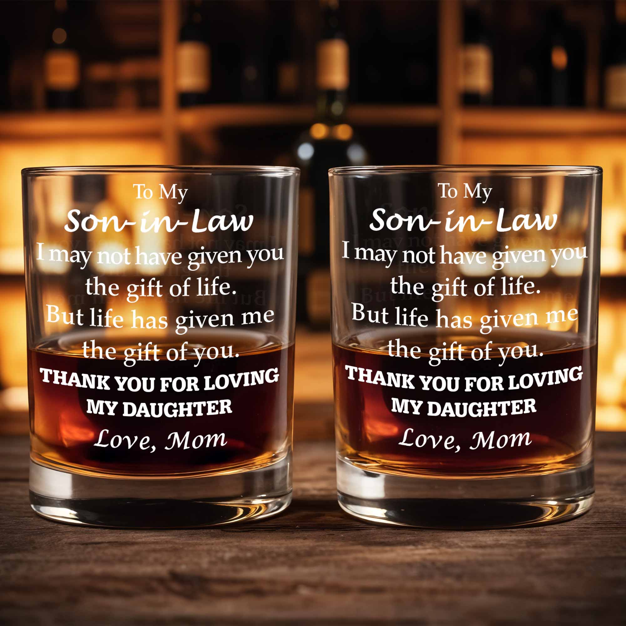 To My Son In Law Gift Of You Message With Typography Design - Personalized Custom Whiskey Glass - SILA016_RWG