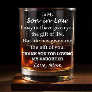 To My Son In Law Gift Of You Message With Typography Design - Personalized Custom Whiskey Glass - SILA016_RWG
