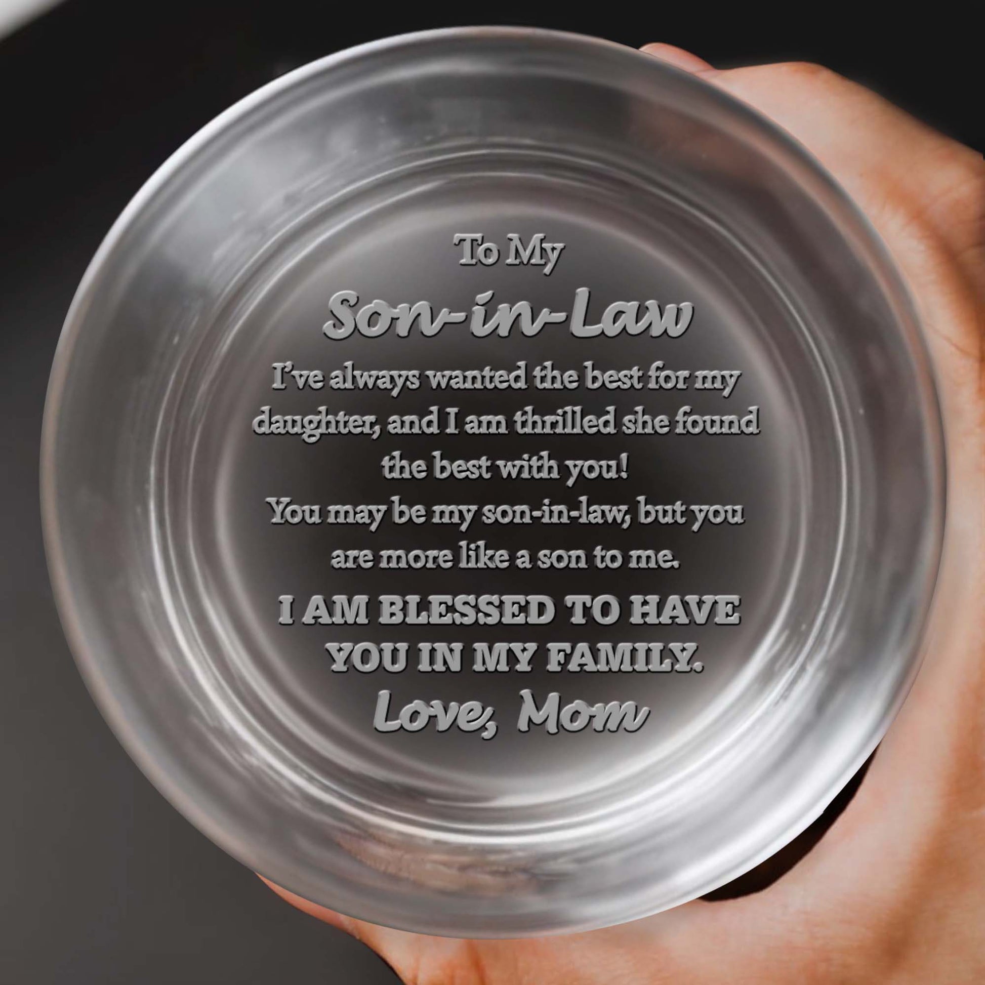 To My Son In Law I Am Blessed To Have You In My Family - Personalized Engraved Whiskey Glass - SILA019_EWG
