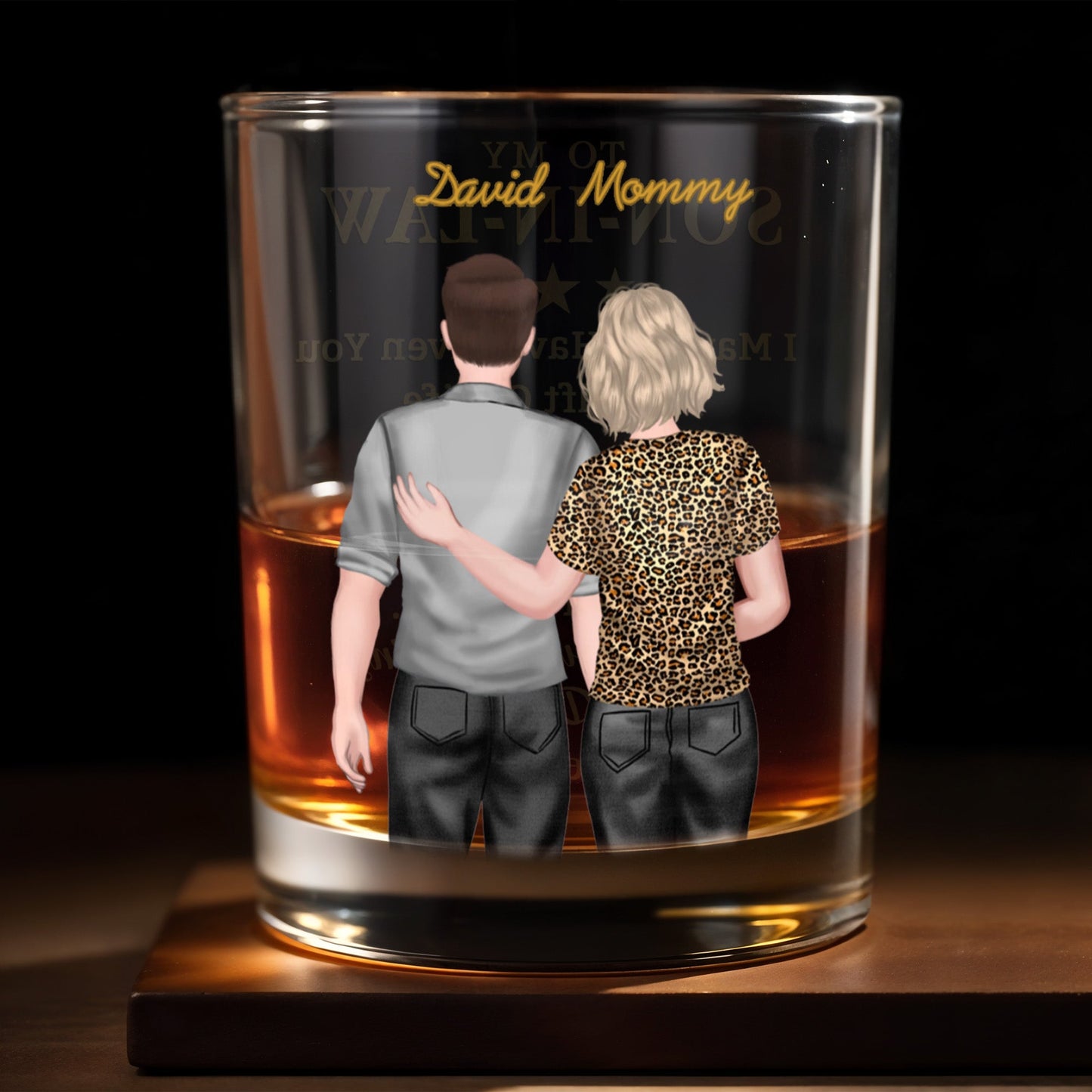 To My Son In Law Life Has Given Me The Gift Of You Hugging Couple - Personalized Custom Whiskey Glass - SILA022_RWG