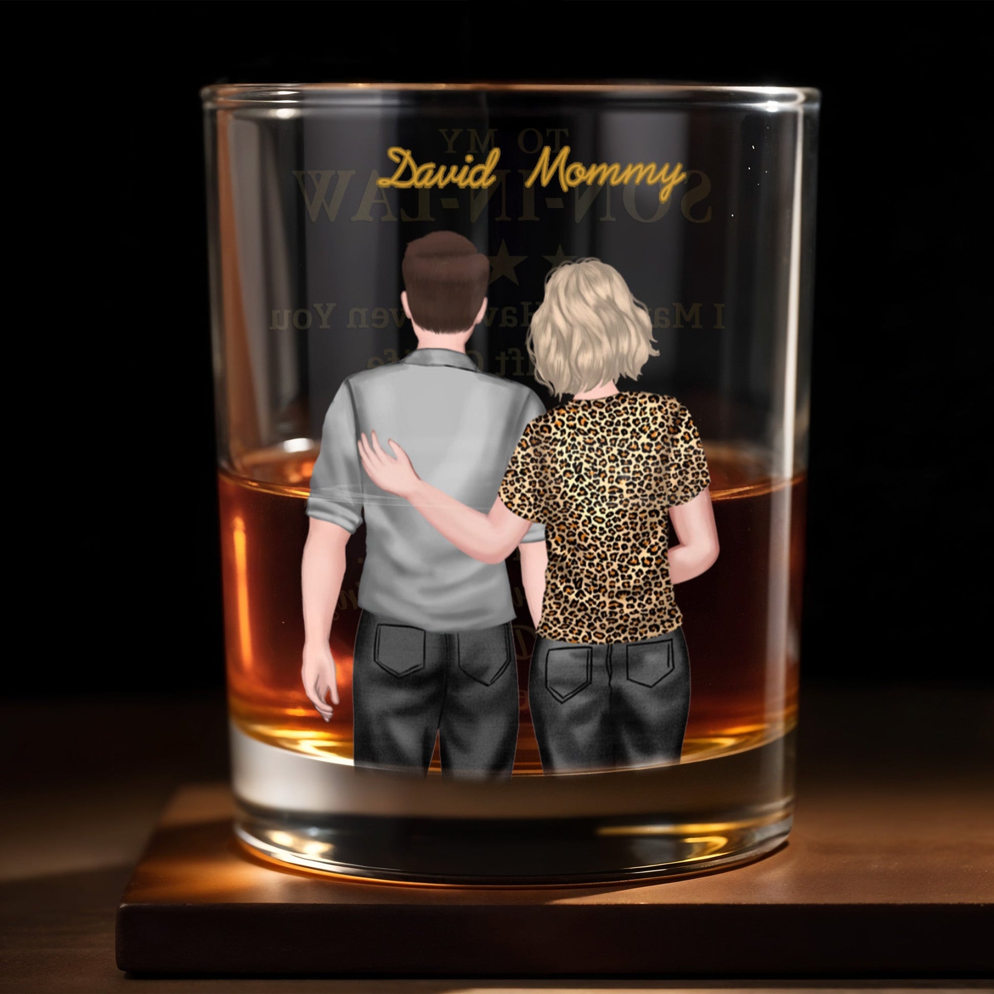 To My Son In Law Life Has Given Me The Gift Of You Hugging Couple - Personalized Custom Whiskey Glass - SILA022_RWG