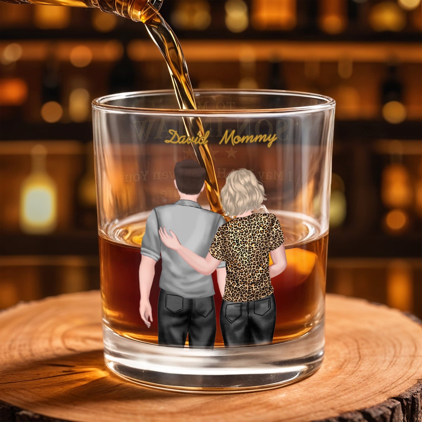 To My Son In Law Life Has Given Me The Gift Of You Hugging Couple - Personalized Custom Whiskey Glass - SILA022_RWG