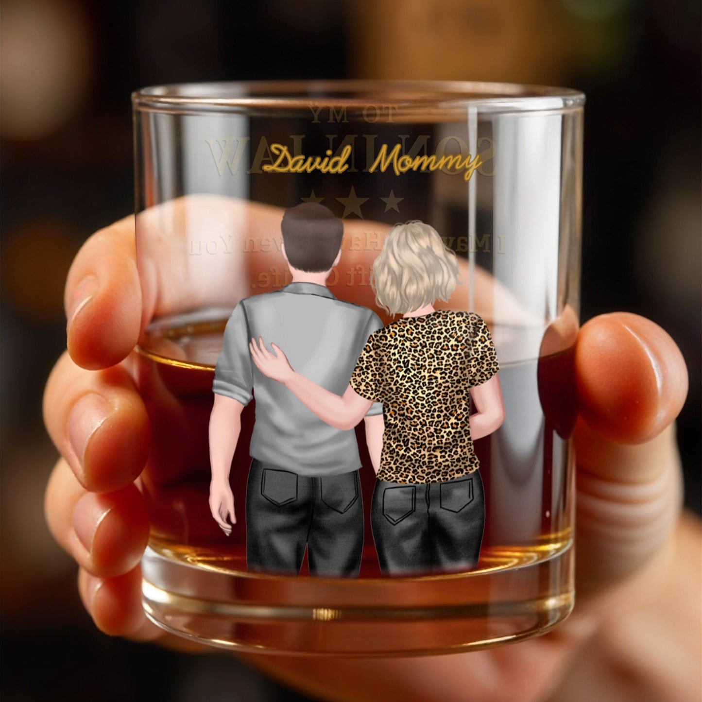 To My Son In Law Life Has Given Me The Gift Of You Hugging Couple - Personalized Custom Whiskey Glass - SILA022_RWG