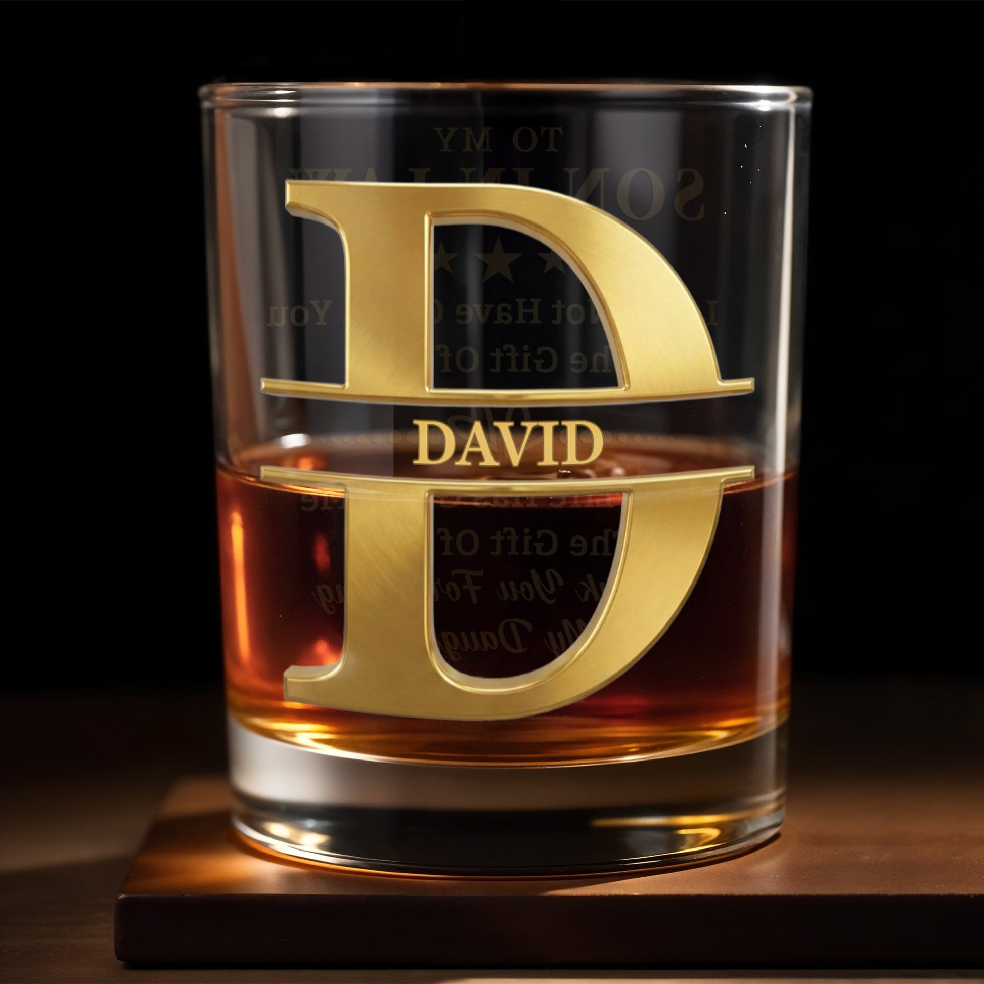 To My Son In Law Gift Of You Golden Alphabet Art - Personalized Custom Whiskey Glass - SILA023_RWG