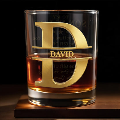 To My Son In Law Gift Of You Golden Alphabet Art - Personalized Custom Whiskey Glass - SILA023_RWG