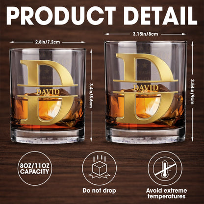 To My Son In Law Gift Of You Golden Alphabet Art - Personalized Custom Whiskey Glass - SILA023_RWG