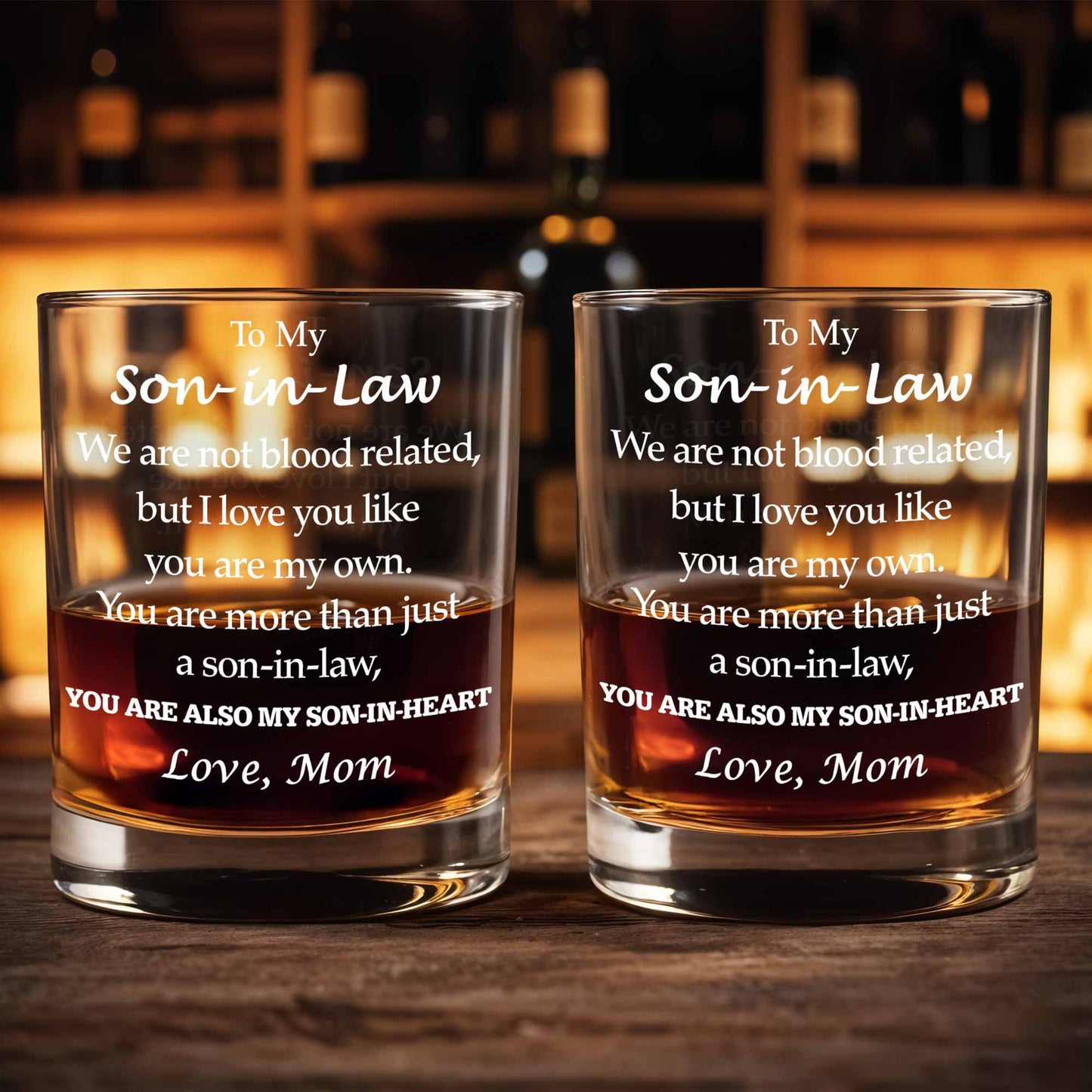 To My Son-in-Law You Are My Son In Heart Message Whiskey Glass - Personalized Custom Whiskey Glass - SILA033_RWG