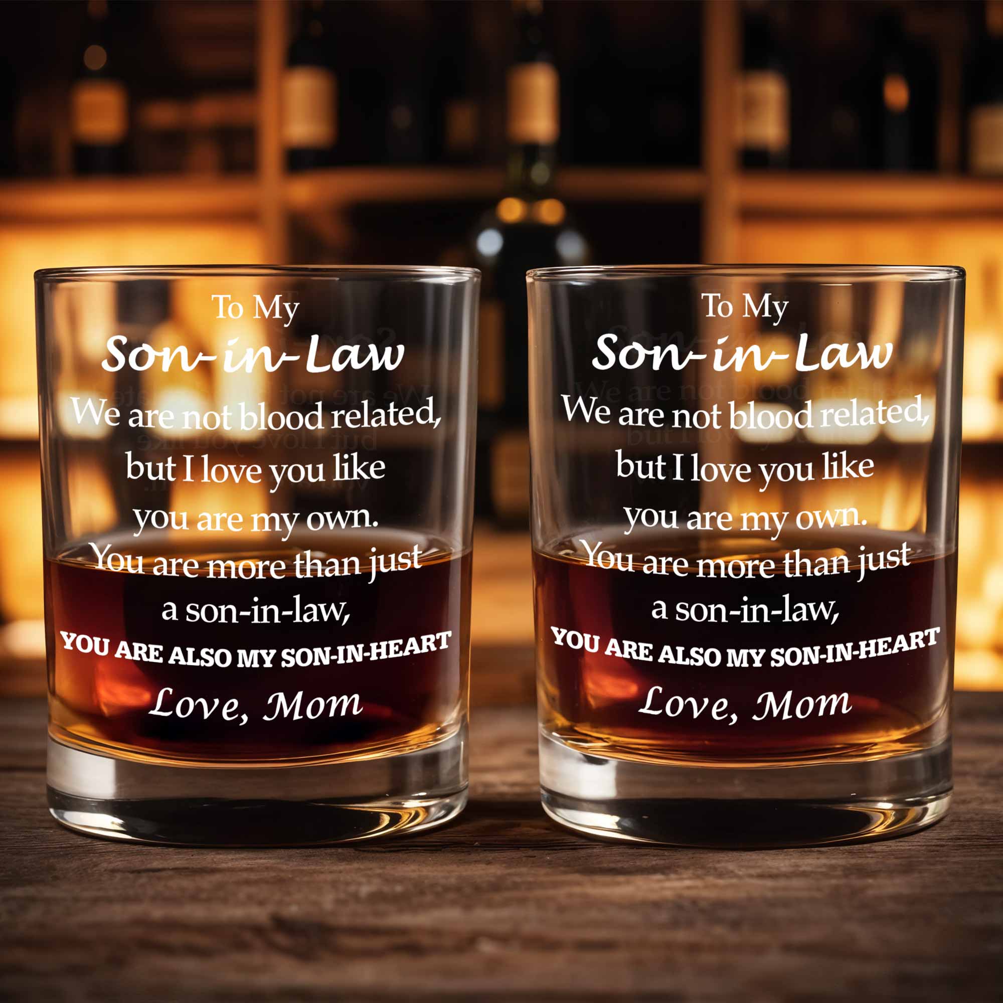 To My Son-in-Law You Are My Son In Heart Message Whiskey Glass - Personalized Custom Whiskey Glass - SILA033_RWG