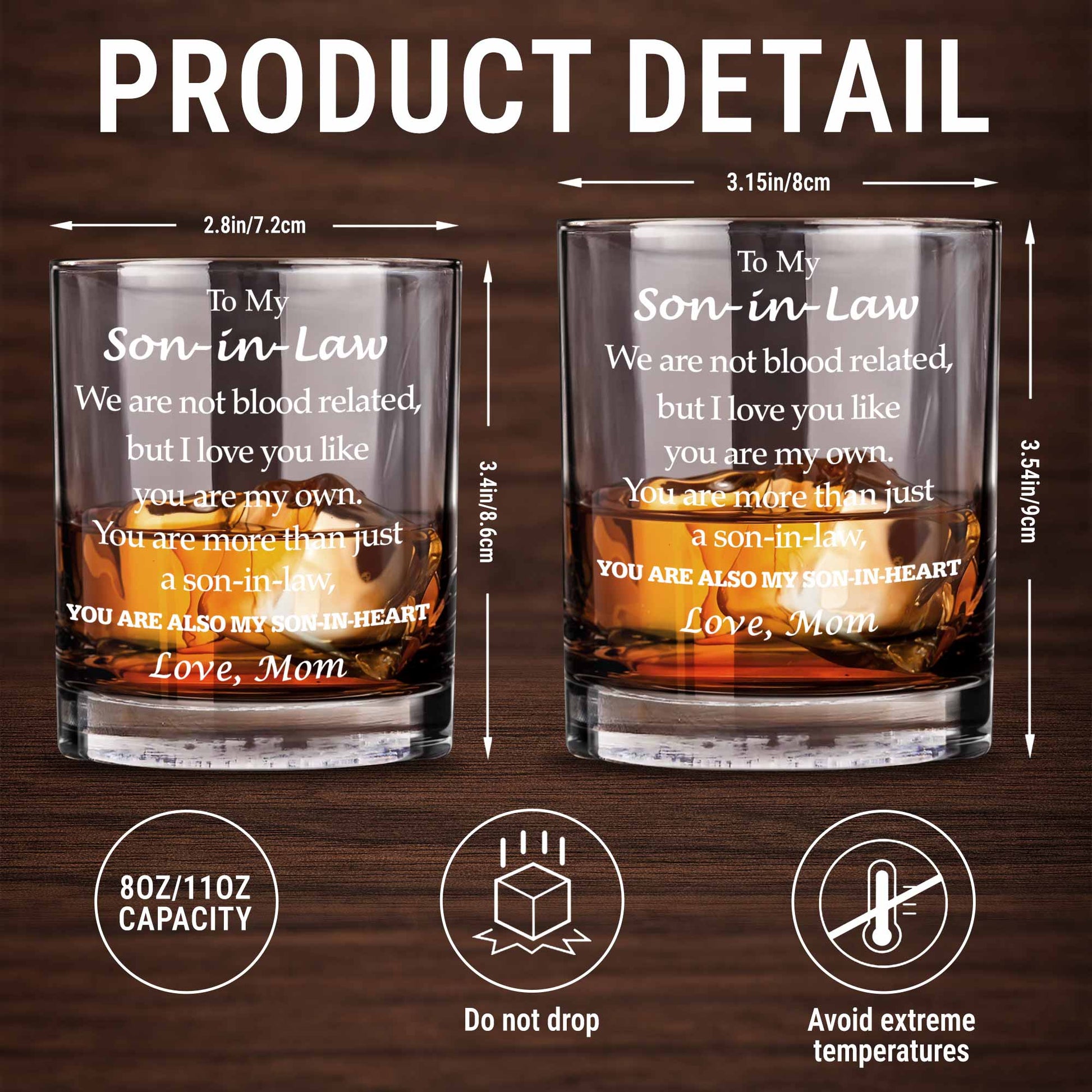 To My Son-in-Law You Are My Son In Heart Message Whiskey Glass - Personalized Custom Whiskey Glass - SILA033_RWG