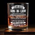 To My Dear Son In Law Typography Stars Decorative Gift - Personalized Custom Whiskey Glass - SILA038_RWG