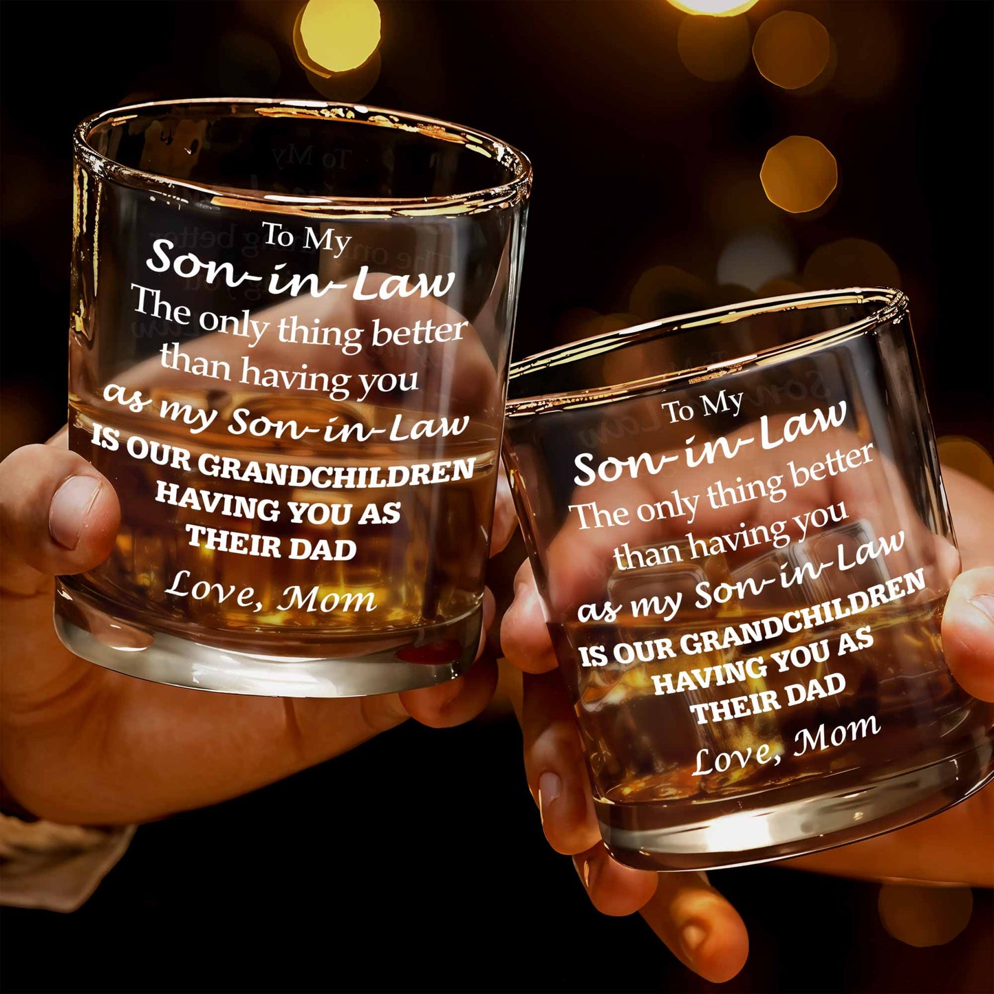 To My Son In Law Better Than Having You Typography Design - Personalized Custom Whiskey Glass - SILA040_RWG