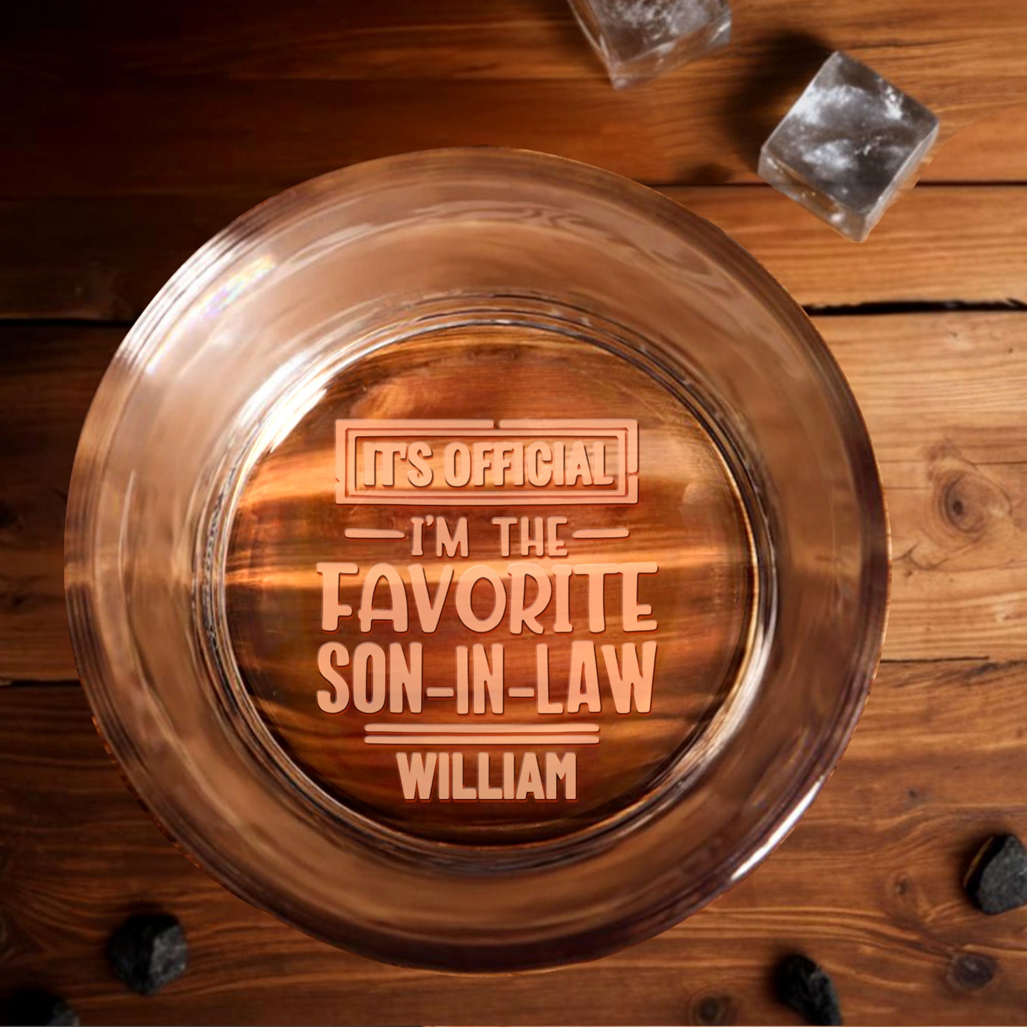It's Official I'm The Favorite Son In Law Custom Typography - Personalized Engraved Whiskey Glass - SILA041_EWG