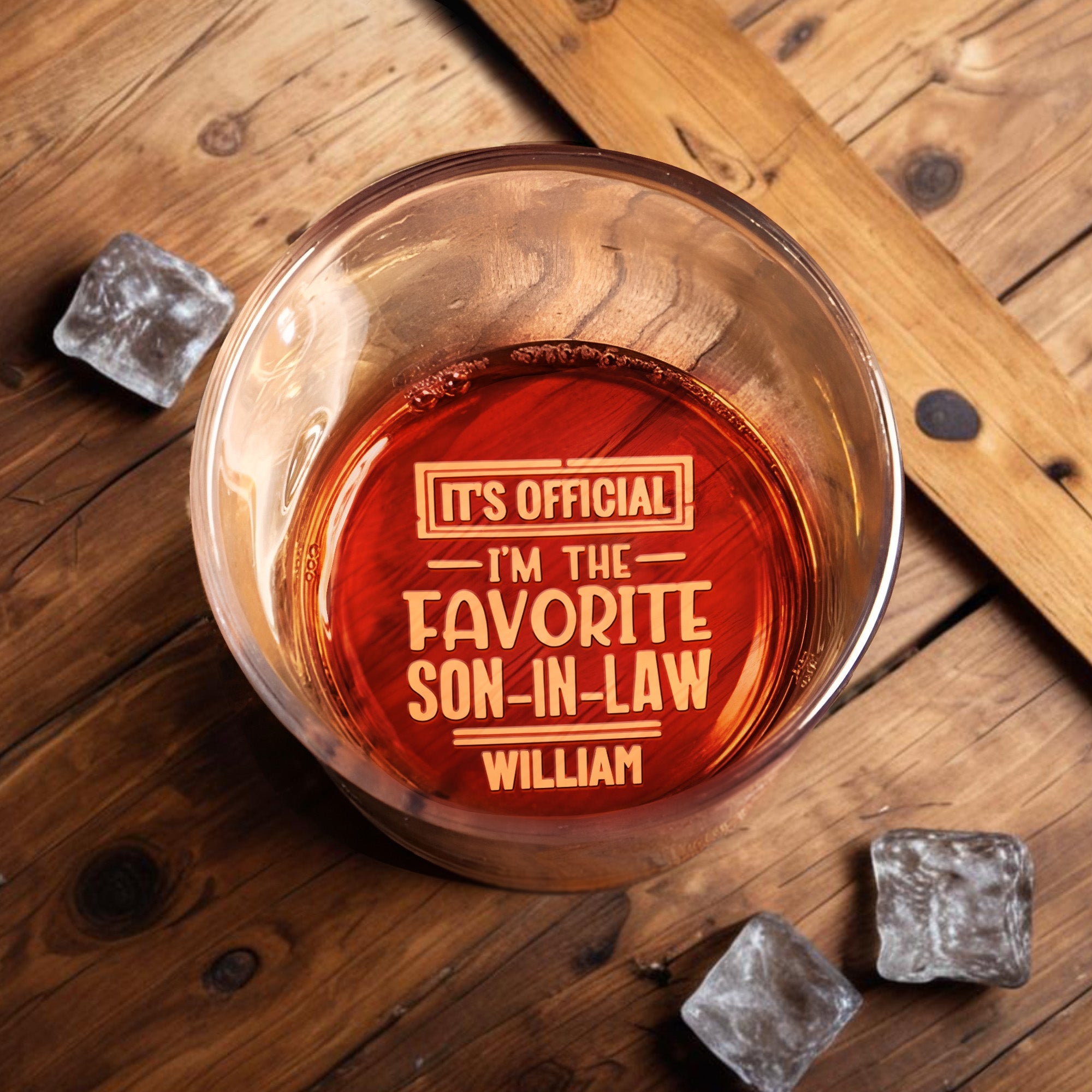 It's Official I'm The Favorite Son In Law Custom Typography - Personalized Engraved Whiskey Glass - SILA041_EWG