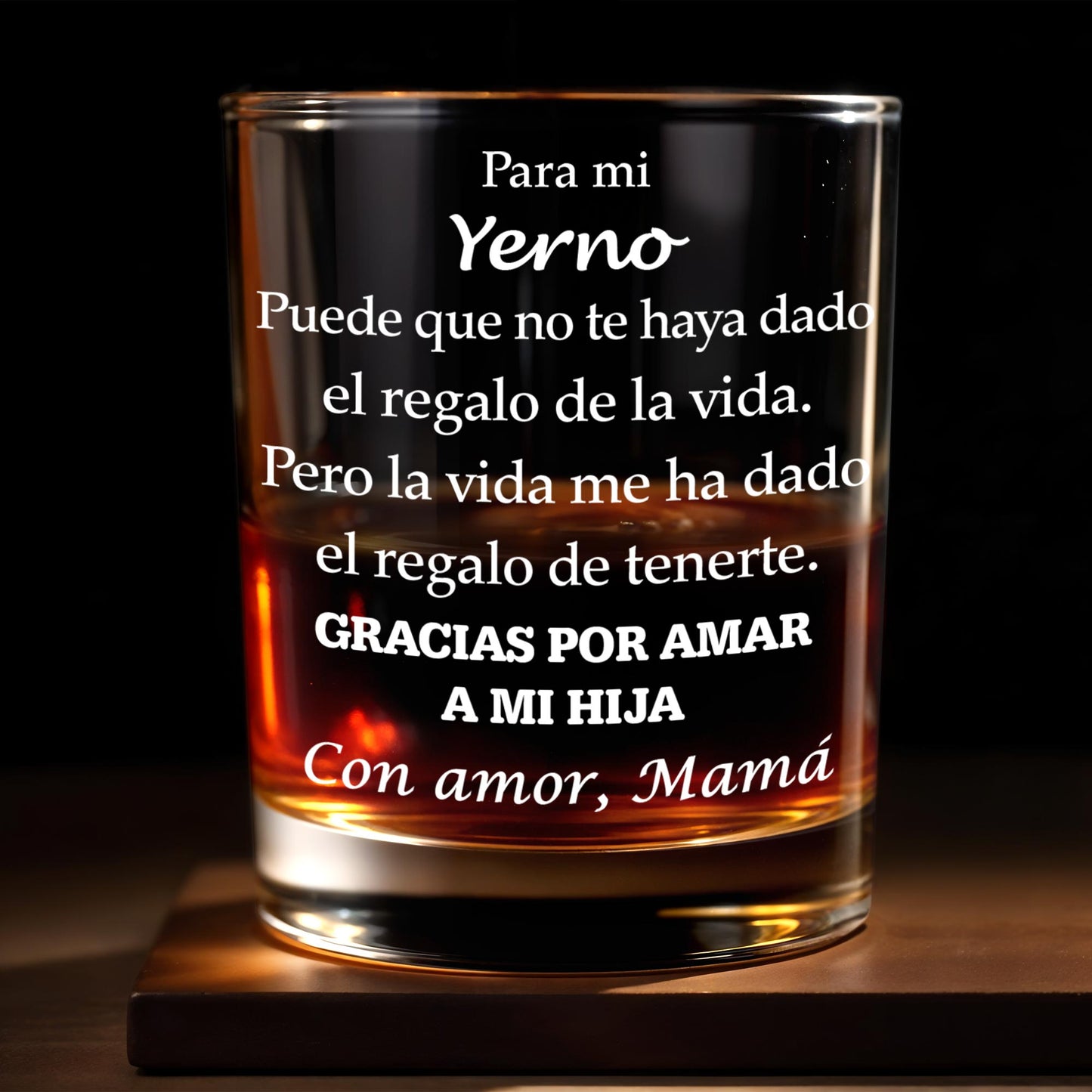 Para Mi Yerno Gracias Por Amar A Mi Hija Spanish Text Design - Personalized Custom Whiskey Glass - SILA043_RWG