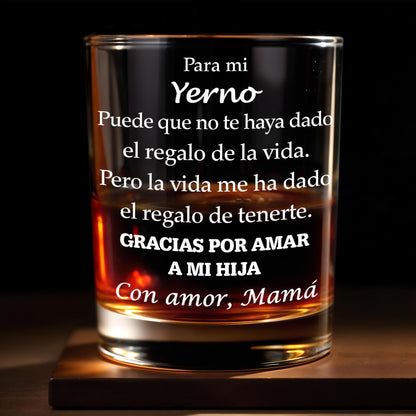 Para Mi Yerno Gracias Por Amar A Mi Hija Spanish Text Design - Personalized Custom Whiskey Glass - SILA043_RWG