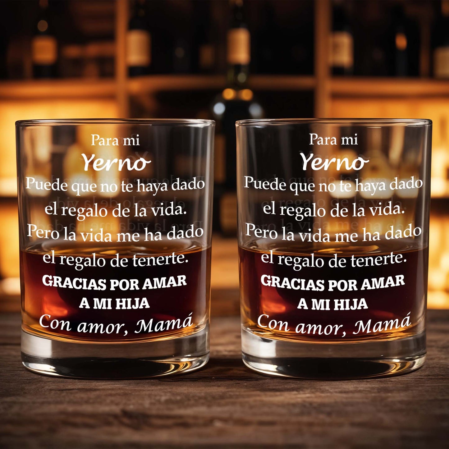 Para Mi Yerno Gracias Por Amar A Mi Hija Spanish Text Design - Personalized Custom Whiskey Glass - SILA043_RWG