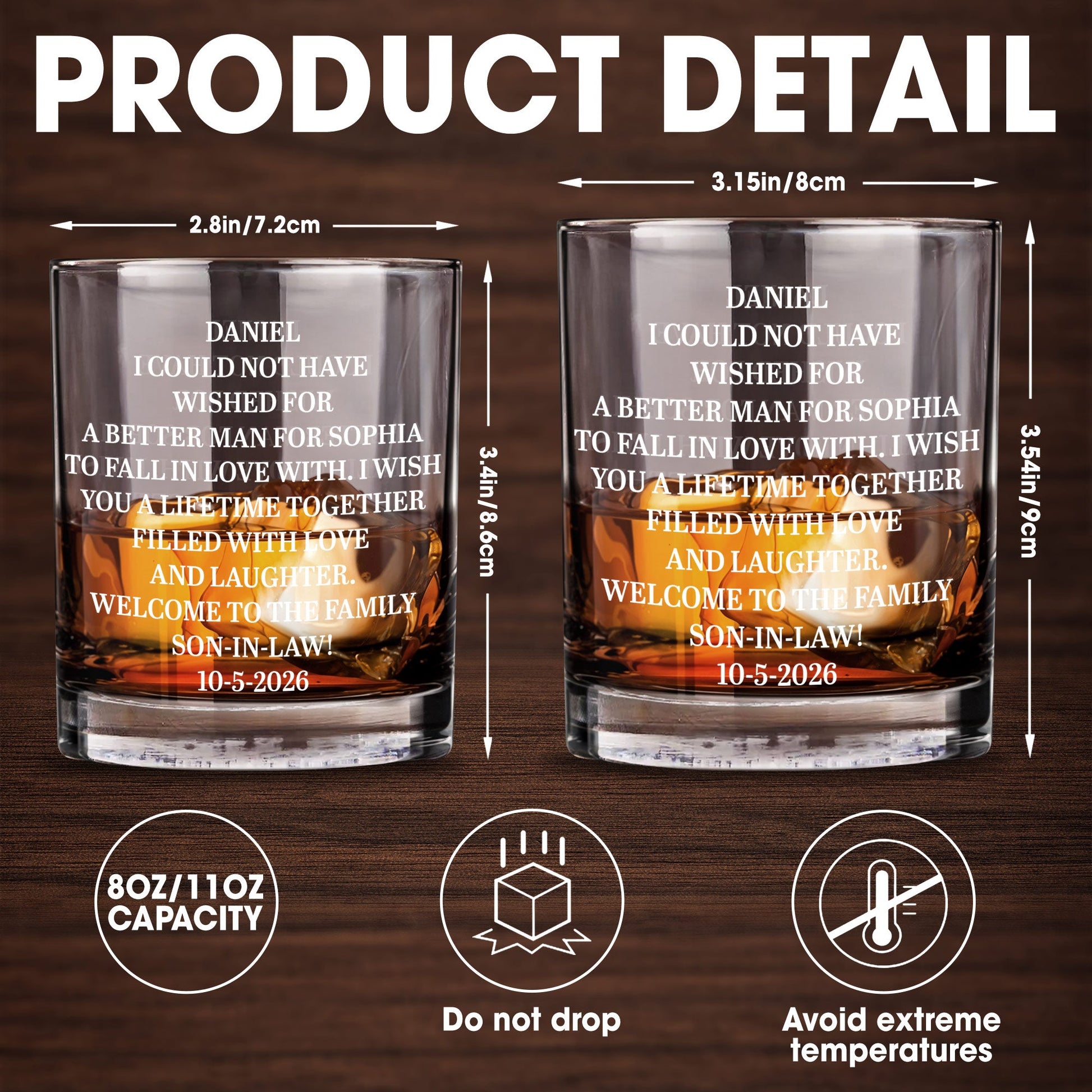 I Could Not Have Wished For A Better Man Welcome To The Family Son In Law - Personalized Custom Whiskey Glass - SILA046_RWG