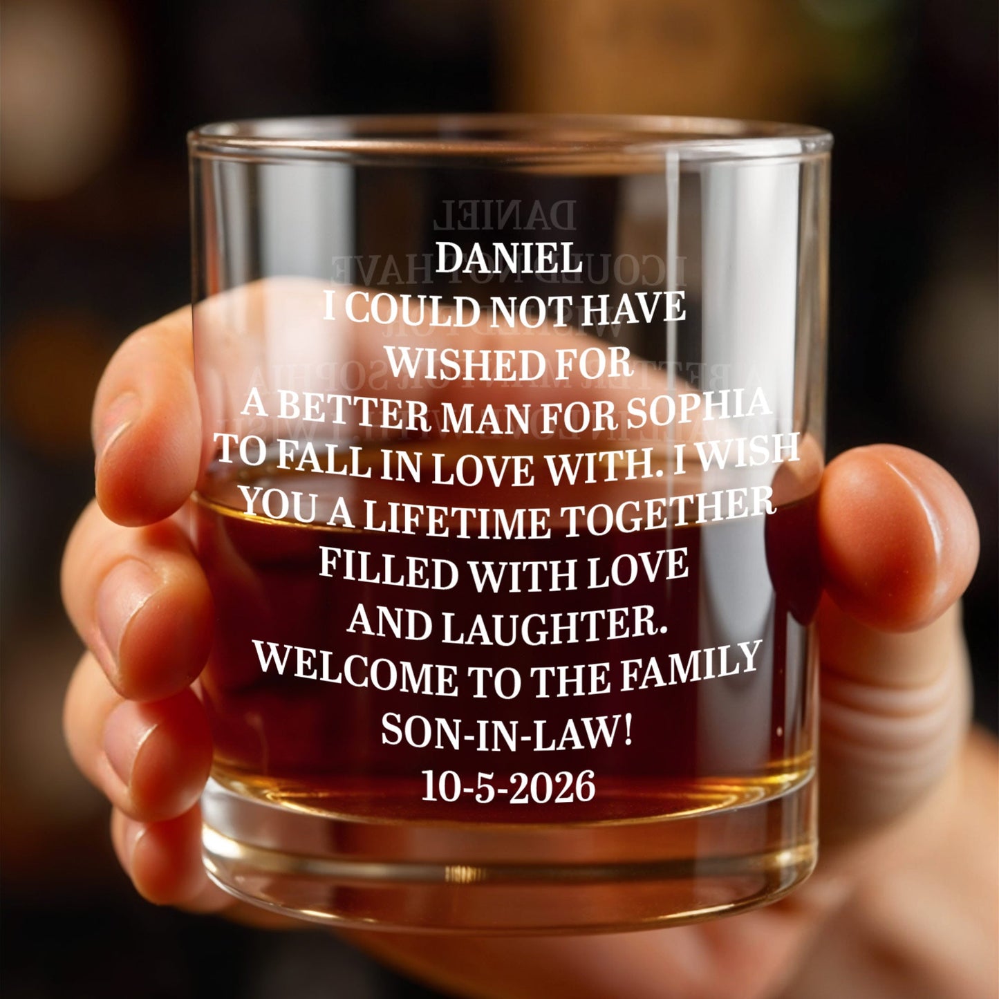 I Could Not Have Wished For A Better Man Welcome To The Family Son In Law - Personalized Custom Whiskey Glass - SILA046_RWG