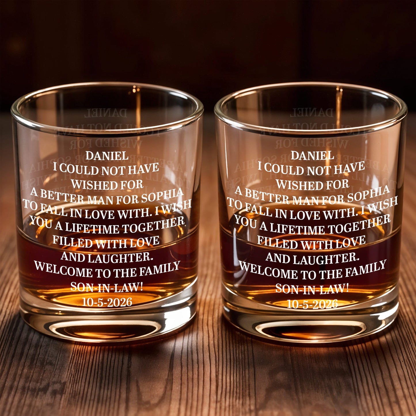 I Could Not Have Wished For A Better Man Welcome To The Family Son In Law - Personalized Custom Whiskey Glass - SILA046_RWG