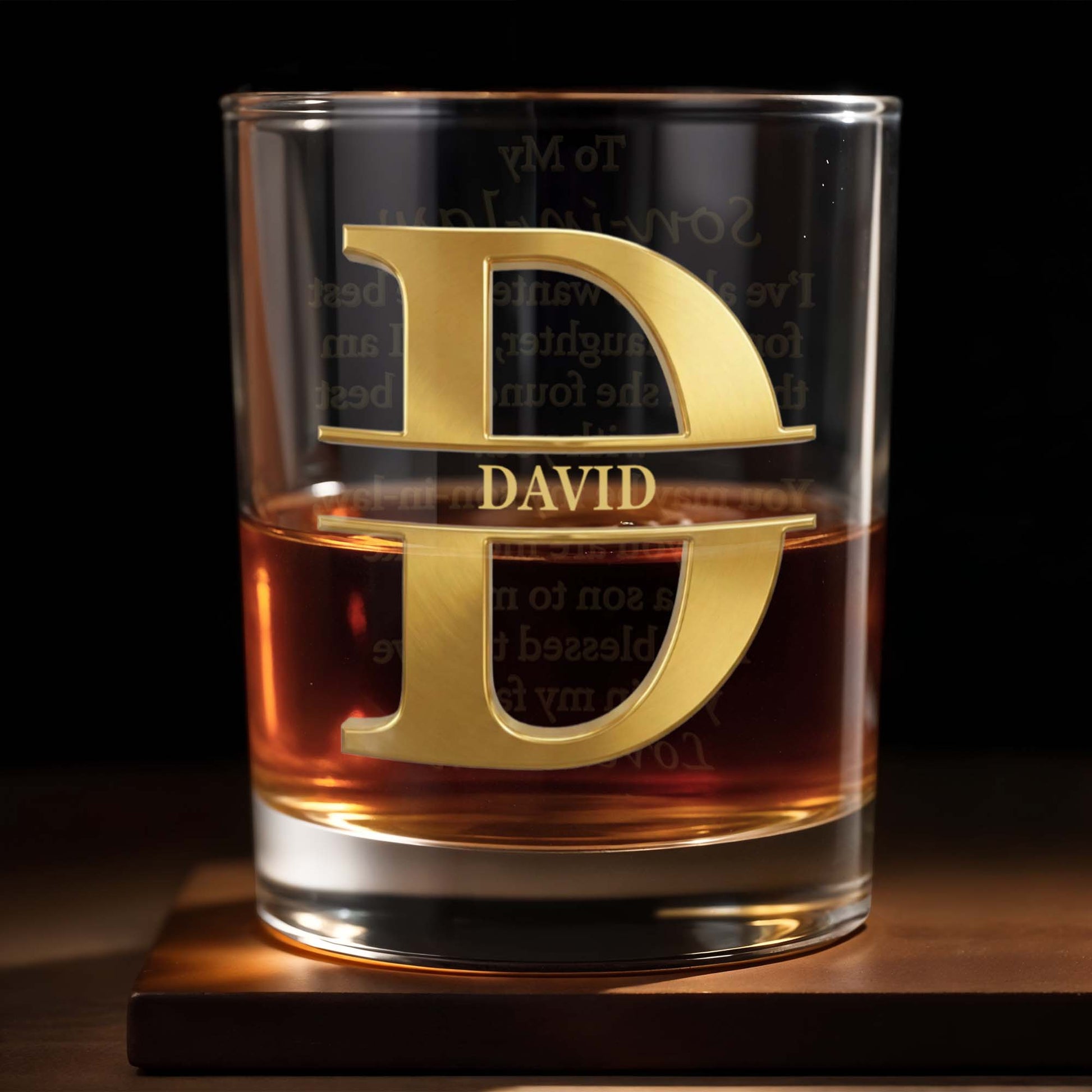 To My Son-in-law Thrilled She Found The Best Monogram Design - Personalized Custom Whiskey Glass - SILA051_RWG