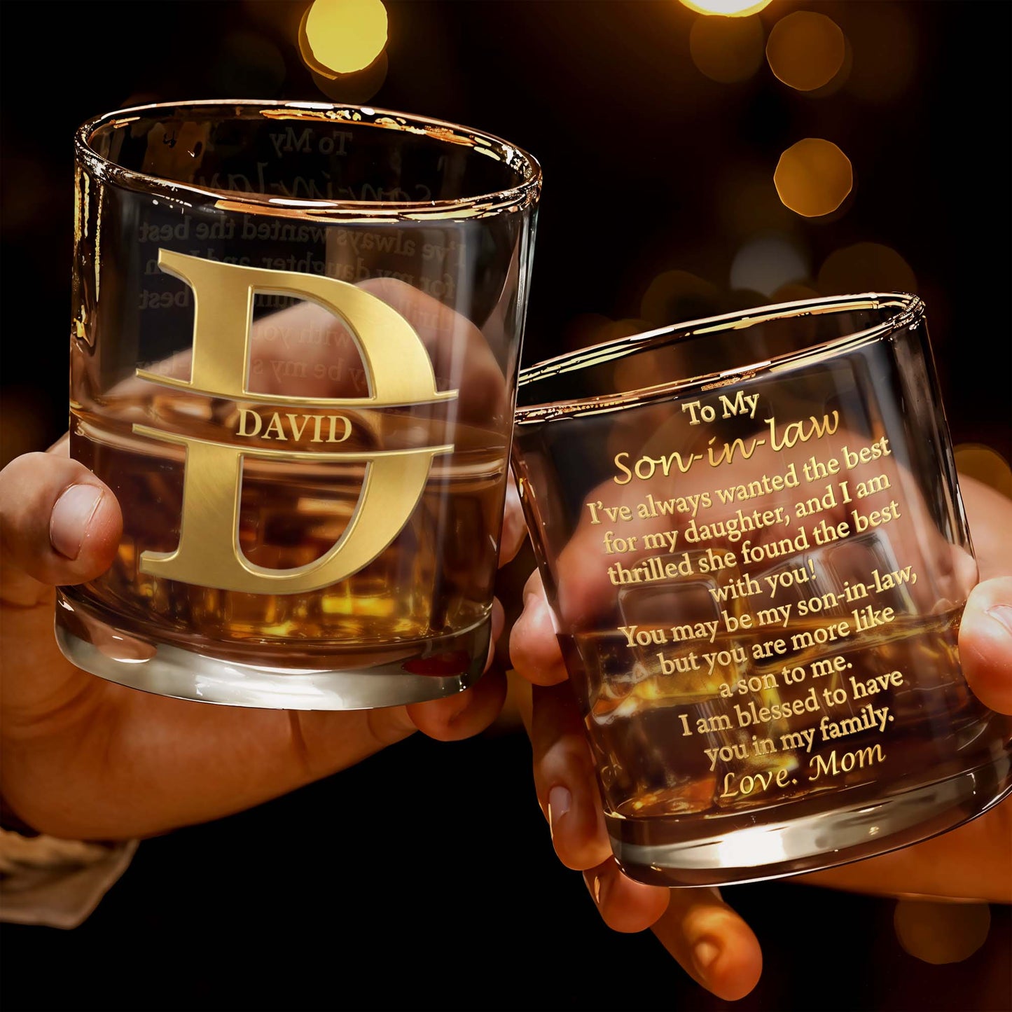 To My Son-in-law Thrilled She Found The Best Monogram Design - Personalized Custom Whiskey Glass - SILA051_RWG