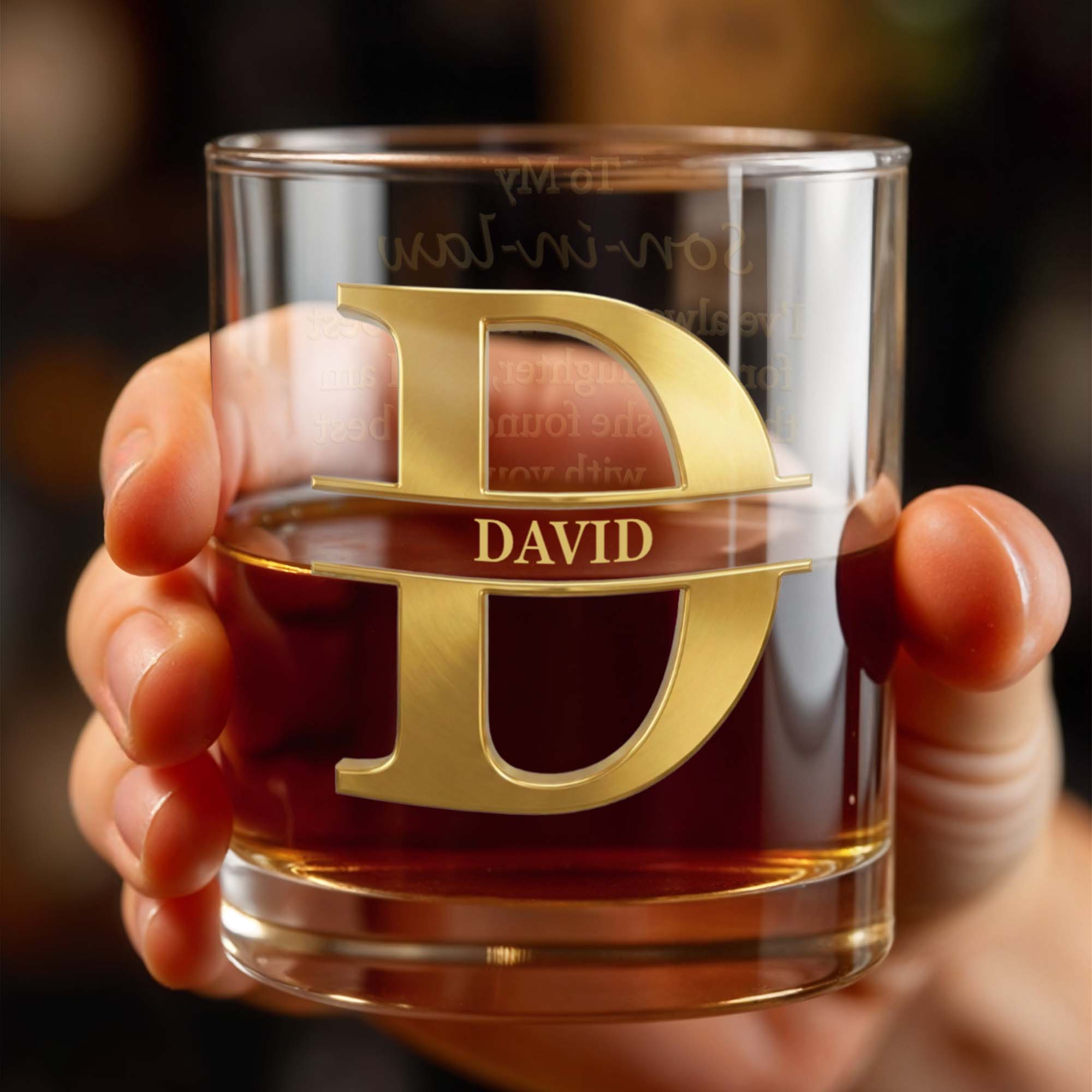 To My Son-in-law Thrilled She Found The Best Monogram Design - Personalized Custom Whiskey Glass - SILA051_RWG