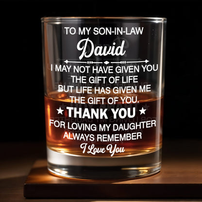 To My Son In Law Life Has Given Me The Gift Of You Stars - Personalized Custom Whiskey Glass - SILA056_RWG