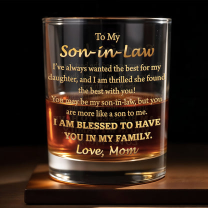 To My Son In Law I Am Blessed Gold Script - Personalized Custom Whiskey Glass - SILA061_RWG