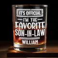 It's Official I'm The Favorite Son-In-Law Typography Design - Personalized Custom Whiskey Glass - SILA063_RWG