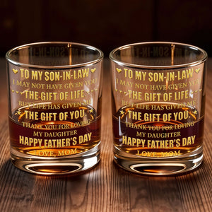To My Son In Law The Gift Of Life Hearts Stars - Personalized Custom Whiskey Glass - SILA065_RWG