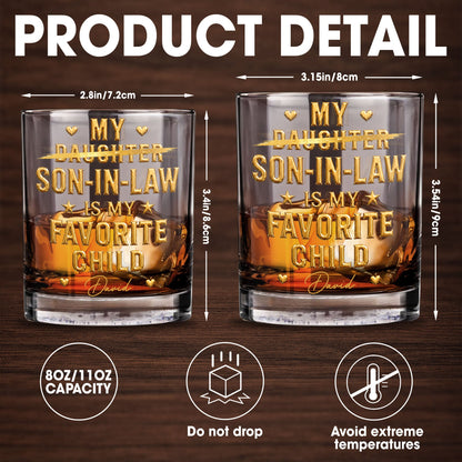 My Son In Law Is My Favorite Child With Stars And Hearts - Personalized Custom Whiskey Glass - SILA068_RWG