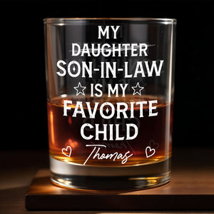 My Son In Law Is My Favorite Child Personalized Glass With Stars And Hearts - Personalized Custom Whiskey Glass - SILA069_RWG