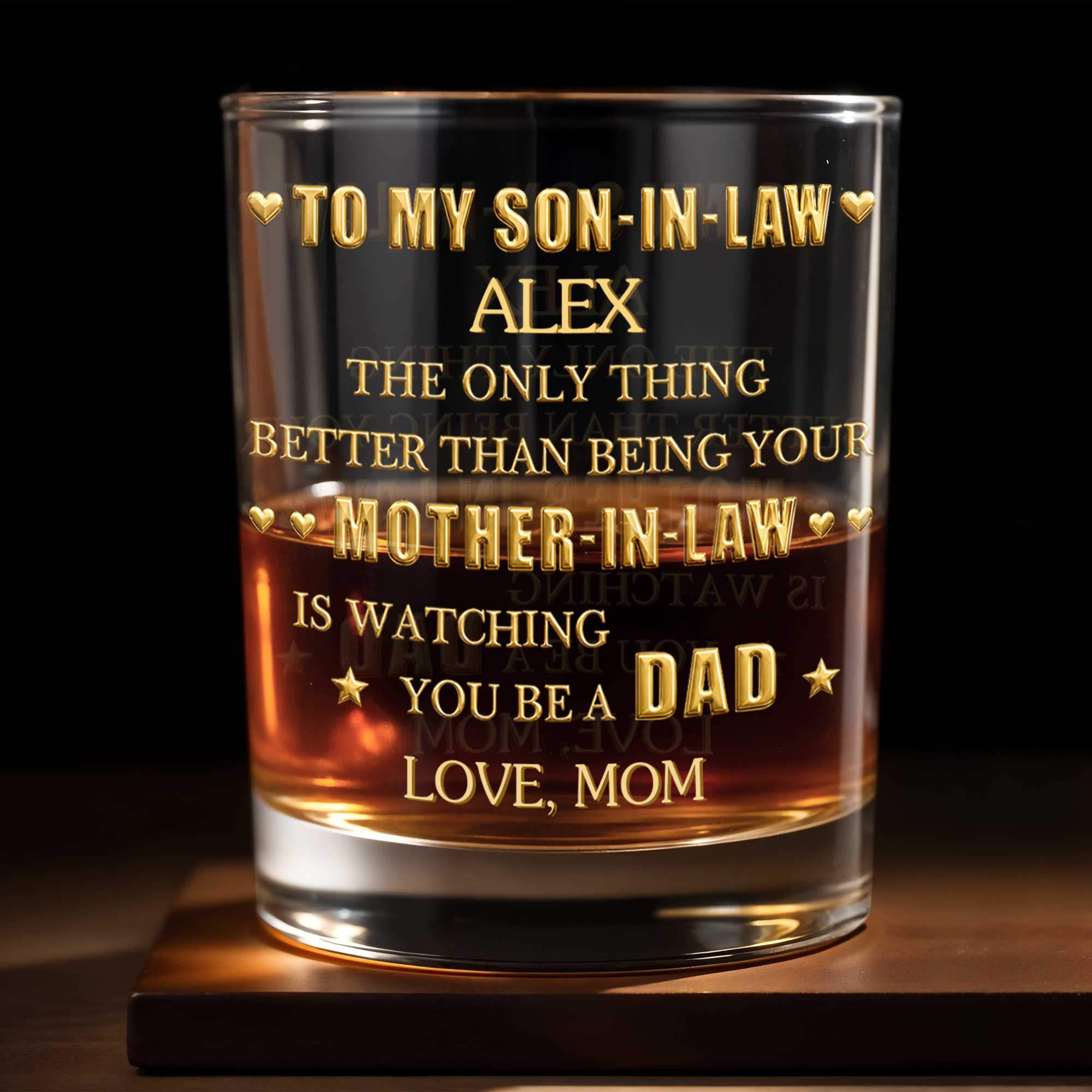 To My Son In Law The Only Thing Better Heart And Stars Design - Personalized Custom Whiskey Glass - SILA070_RWG
