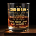To My Son In Law Thank You For Loving My Daughter Golden Stars - Personalized Custom Whiskey Glass - SILA076_RWG