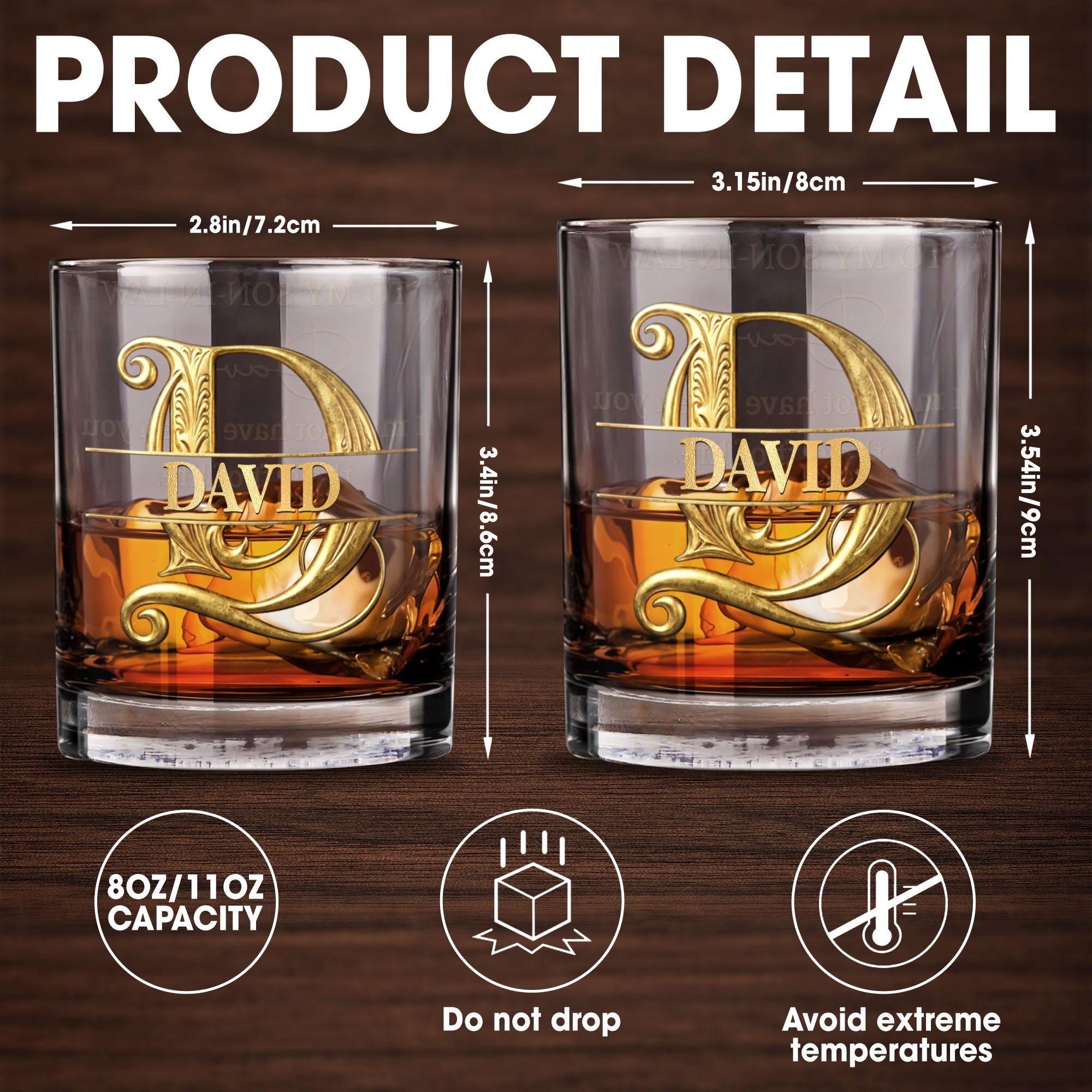 To My Son In Law Life Has Given Me The Gift Of You Golden Monogram - Personalized Custom Whiskey Glass - SILA078_RWG