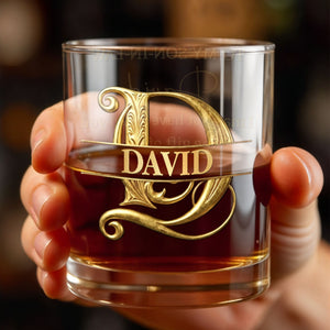 To My Son In Law Life Has Given Me The Gift Of You Golden Monogram - Personalized Custom Whiskey Glass - SILA078_RWG