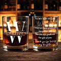 To My Son-In-Law I May Not Have Given You Life Monogram Alphabet - Personalized Custom Whiskey Glass - SILA079_RWG