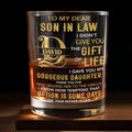 To My Dear Son In Law Custom Golden Alphabet Art - Personalized Custom Whiskey Glass - SILA086_RWG