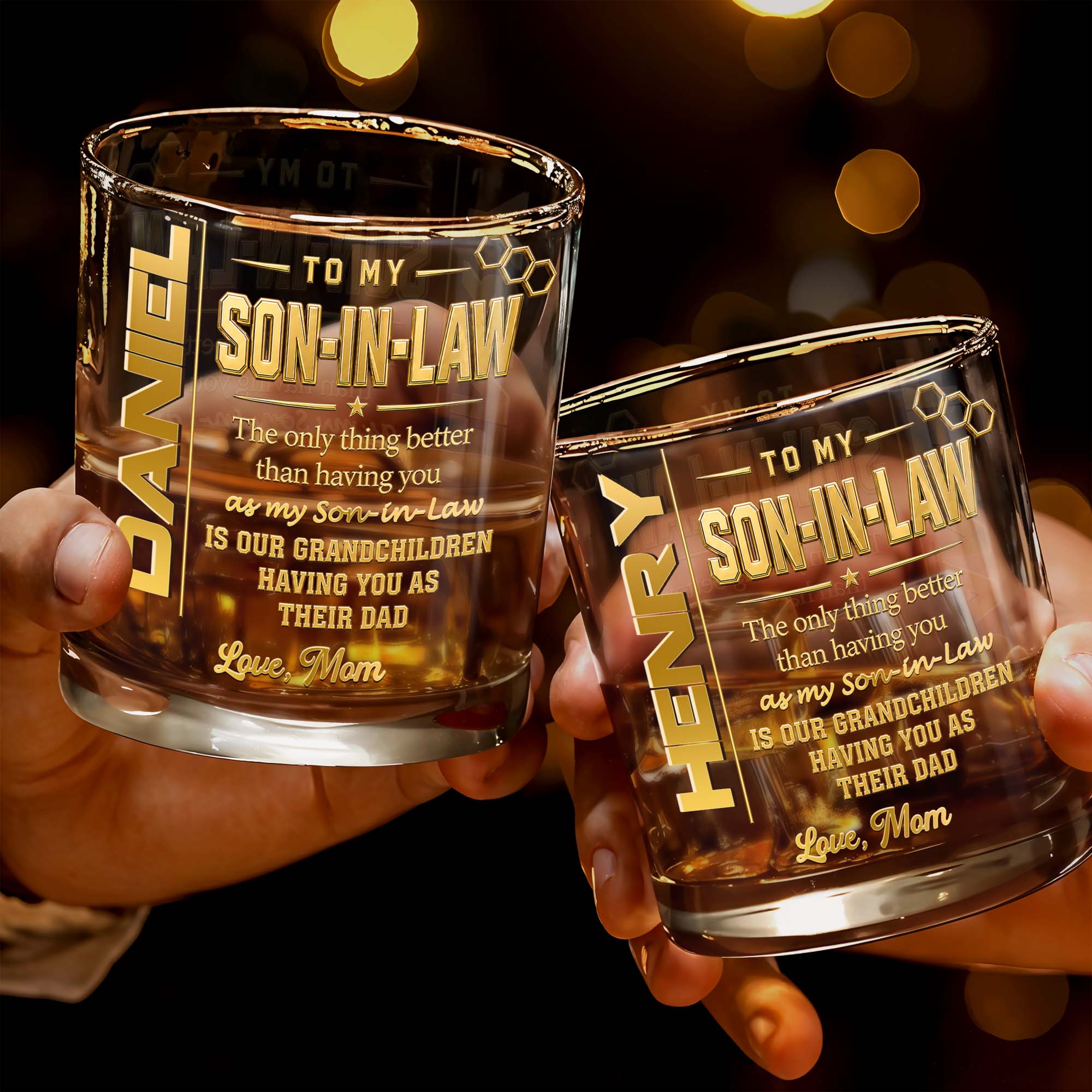 To My Son In Law The Only Thing Better Gold Text - Personalized Custom Whiskey Glass - SILA088_RWG