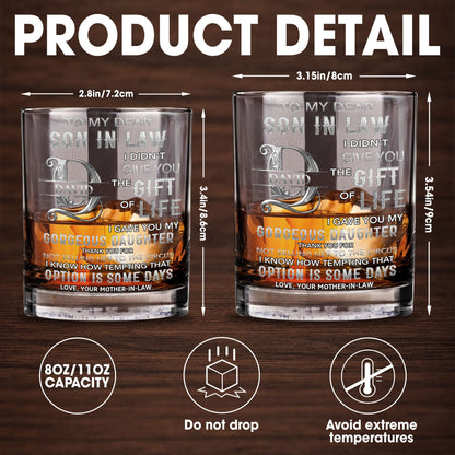 To My Dear Son In Law Monogram Initial Gift Of Life - Personalized Custom Whiskey Glass - SILA089_RWG