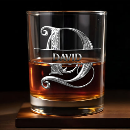 To My Son In Law Life Has Given Me The Gift Of You Monogram Initial - Personalized Custom Whiskey Glass - SILA090_RWG