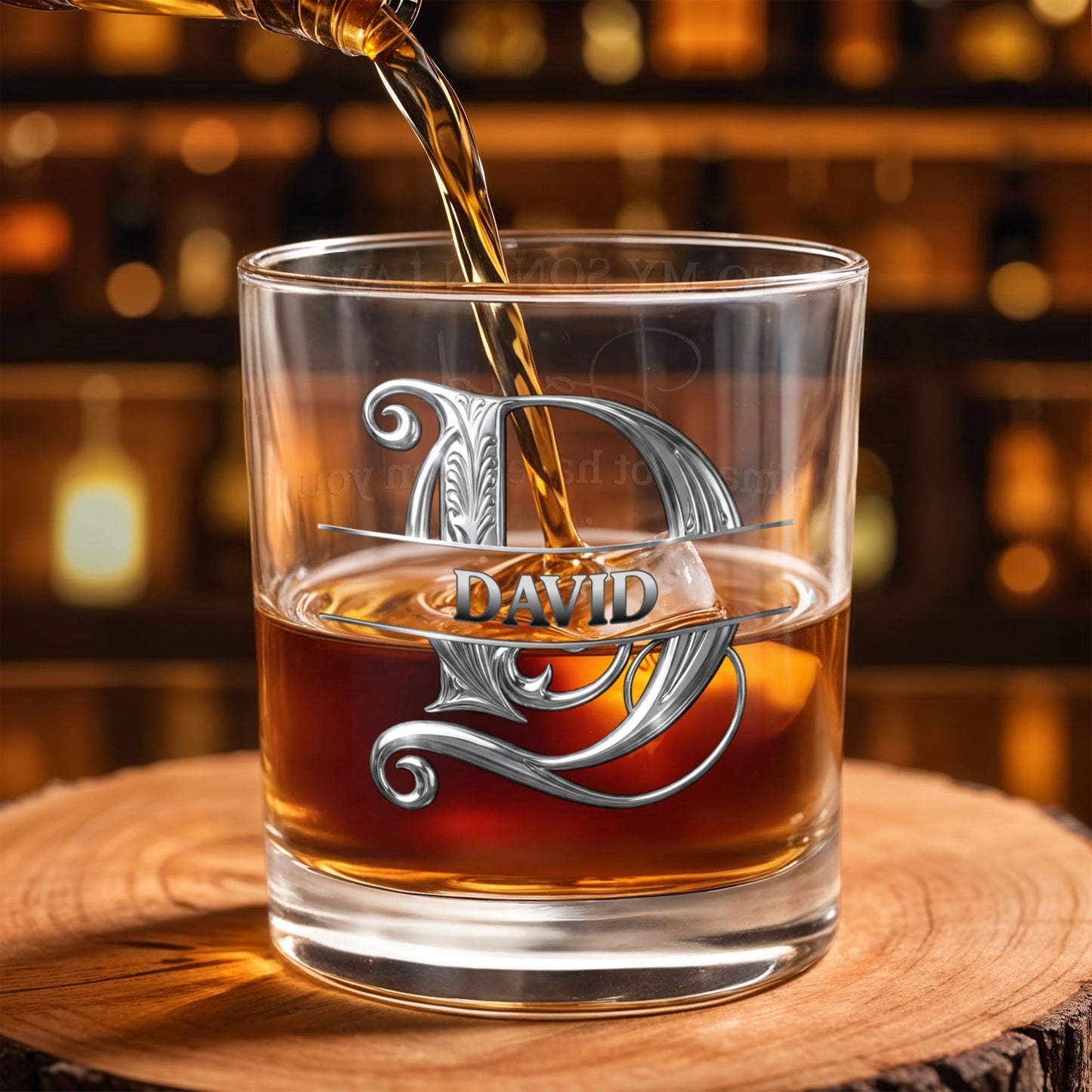 To My Son In Law Life Has Given Me The Gift Of You Monogram Initial - Personalized Custom Whiskey Glass - SILA090_RWG